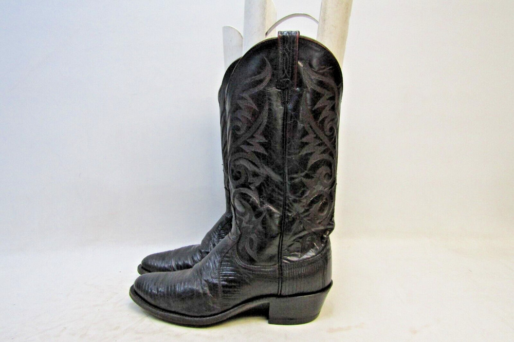 Dan Post Mens Size 8.5 D Burgundy Leather Lizard Cowboy Western Boots